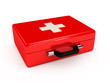 Red medical case over white background Red medical case over white background