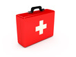 Red medical case over white background Red medical case over white background