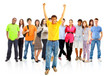 group of the young smiling students. Over white background