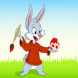 Vector: Cartoon easter rabbit paint the egg Cartoon easter rabbit paint the egg