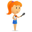 Cartoon girl female reporter holding microphone Cartoon girl female reporter holding microphone