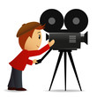 Cartoon man with movie camera