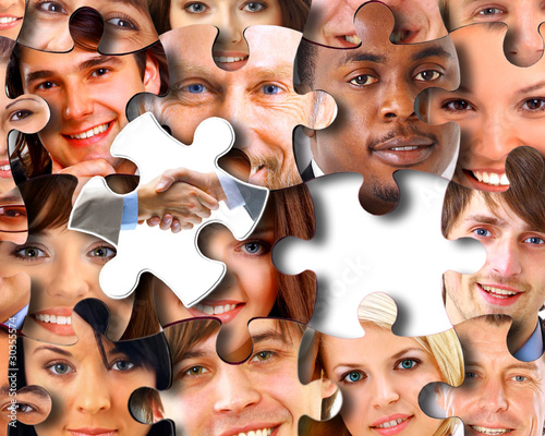 Photo: abstract puzzle background with one piece missing abstract puzzle background with one piece missing