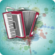 Accordion & floral calligraphy ornament - a stylized orchid, col