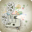 Retro Cinema projector & floral calligraphy ornament - a stylize