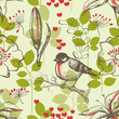Bird and lilies vintage seamless pattern Bird and lilies vintage seamless pattern