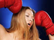 Woman with stall glove