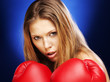 Woman with stall glove