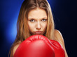 Woman with stall glove
