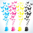 Cans of paint and butterflies