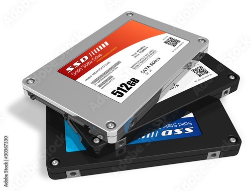 Illustration: Set of solid state drives (SSD) Set of solid state drives (SSD)