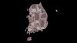 Map of Korea with flag to currency animation Map of Korea with flag to currency animation