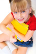 Little schoolgirl sitting with books Little schoolgirl sitting with books