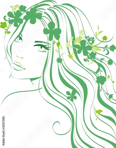 Vettoriale: Girl with flowers in hair Girl with flowers in hair