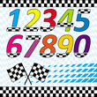 Racing theme design elements set & checkered background Racing theme design elements set & checkered background