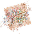 Floral background - a stylized orchid & vintage calligraphy