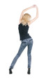 Young woman dancing. Rear view. Young woman dancing. Rear view.