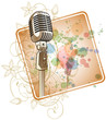 Gold Retro Microphone & Floral calligraphy ornament Gold Retro Microphone & Floral calligraphy ornament