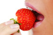 woman eat strawberry