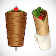 Vector illustration of döner kebab and a kebab roll Vector illustration of döner kebab and a kebab roll