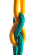 Rope with marine knot on white background