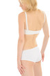 Part of beautiful fit slim woman body in white underwear from th