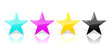 Vector: 4 Sterne CMYK mit Schatten und Spiegelung 4 Sterne CMYK mit Schatten und Spiegelung