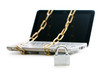 Concept of computer security with laptop and chain Concept of computer security with laptop and chain