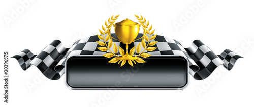 Vector: Racing banner with trophy Racing banner with trophy