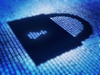 Binary code and lock shape on pixellated screen Binary code and lock shape on pixellated screen