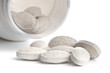 One box of grey pills over white background One box of grey pills over white background