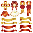 set of gold and red ribbon set of gold and red ribbon