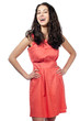 beautiful young woman in red dress