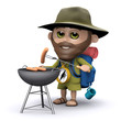3d Explorer cooks some sausages on the barbecue 3d Explorer cooks some sausages on the barbecue