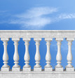 balustrade with pillar against blue sky