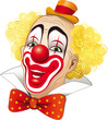 Illustration: Clown con i capelli gialli su fondo bianco Clown con i capelli gialli su fondo bianco