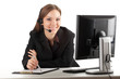 customer service operator girl in headset &computer
