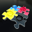 cmyk puzzle paint  splashes 3D