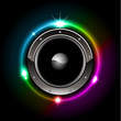 Futuristic Speaker with Glowing Lights Behind