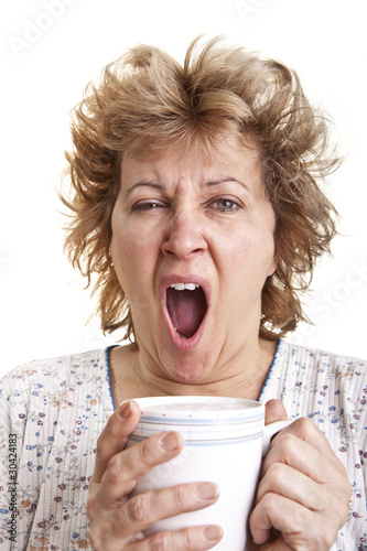 Photo: Woman waking up with a coffee (series) Woman waking up with a coffee (series)