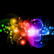 Glowing Circles of llight with Raibow Colours Background