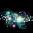 Glowing Circles of llight with Raibow Colours Background