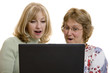 Impressed women looking at computer screen Impressed women looking at computer screen
