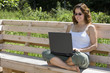 Happy businesswoman teleworking