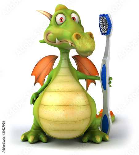 Illustration: Dragon et brosse à dents Dragon et brosse à dents