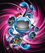 Illustration on a media and movie theme with futuristic tv. Illustration on a media and movie theme with futuristic tv.