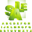 Vector: Green 3d alphabet. Vector set. Green 3d alphabet. Vector set.