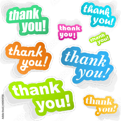 Vector: THANK YOU. Sticker set. Vector illustration. THANK YOU. Sticker set. Vector illustration.