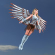 Female Fantasy Angel with huge wings. 3D rendering with