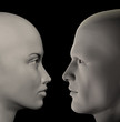 man and woman facing couple 3d illustration man and woman facing couple 3d illustration
